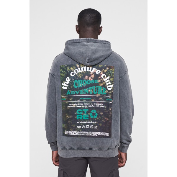 The Couture Club Essentials Box Acid Wash Forest Print Hoodie